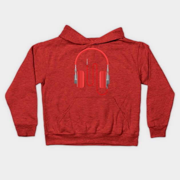 Red headphones Kids Hoodie by Mihahanya